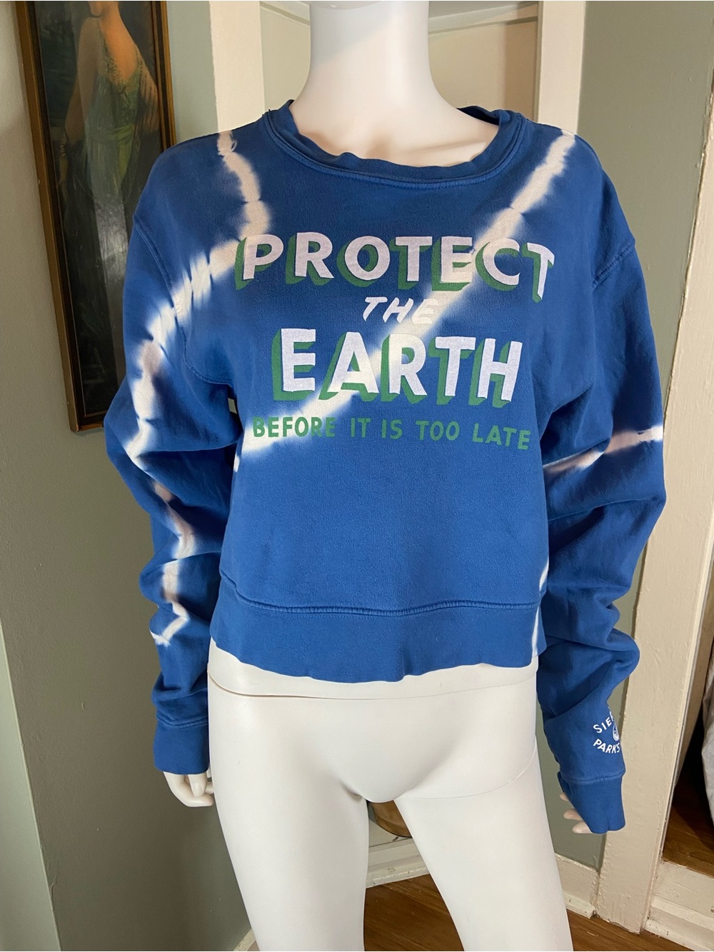 Parks Project Blue Tie-Dye "Protect the Earth" Crewneck Sweatshirt
